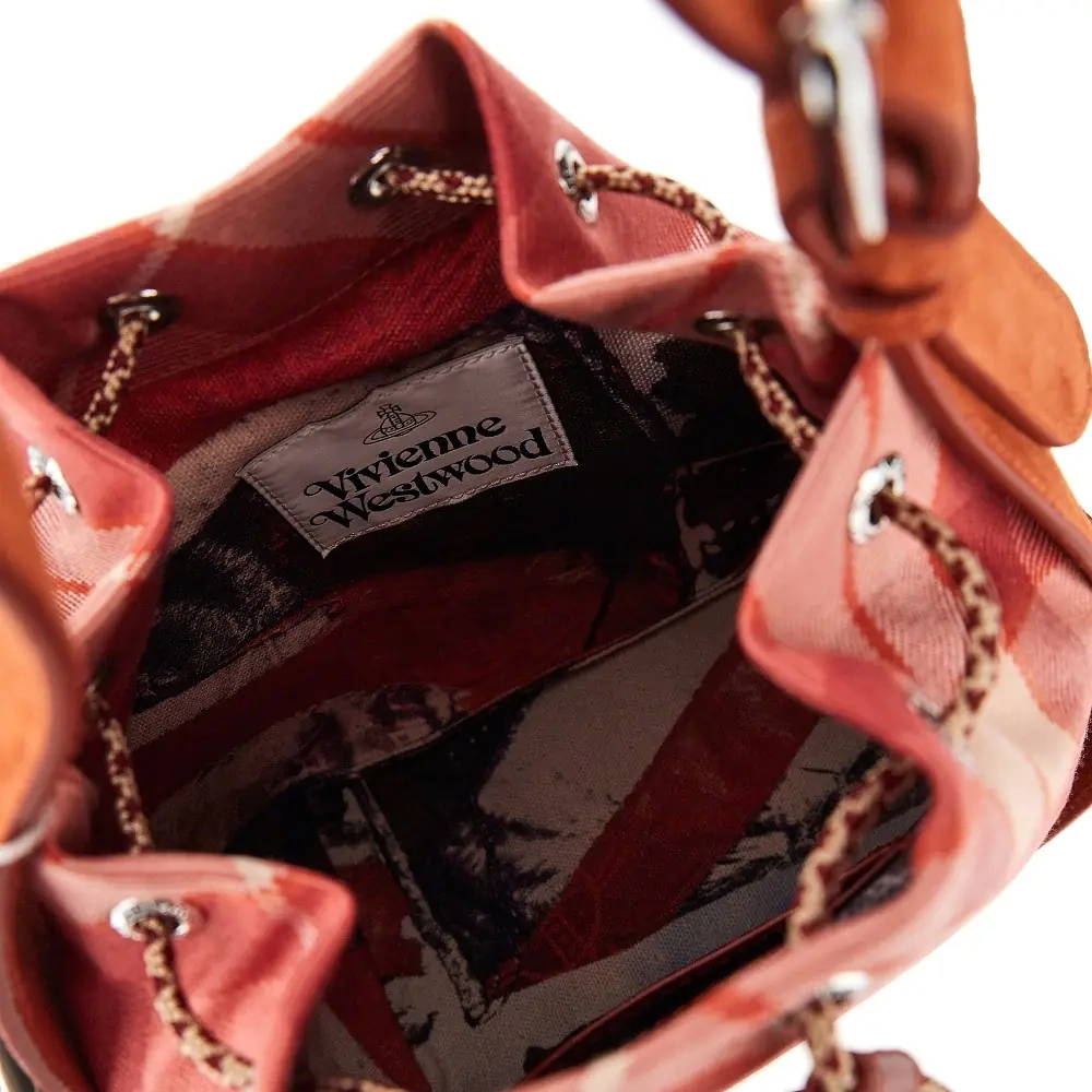 Geanta de mana 'Stacey' tartan wool bucket bag - Img 3