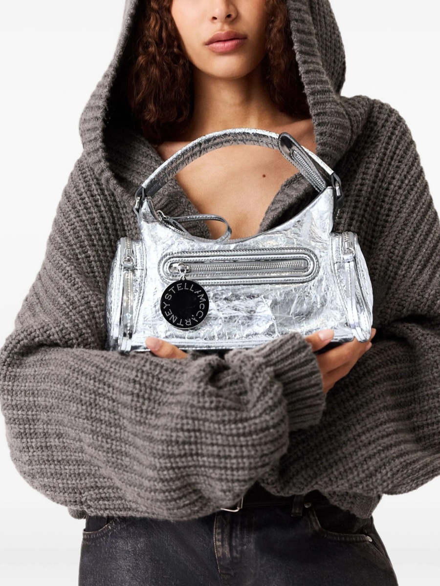 Geanta de mana Stella McCartney argintie din polyester - Img 5