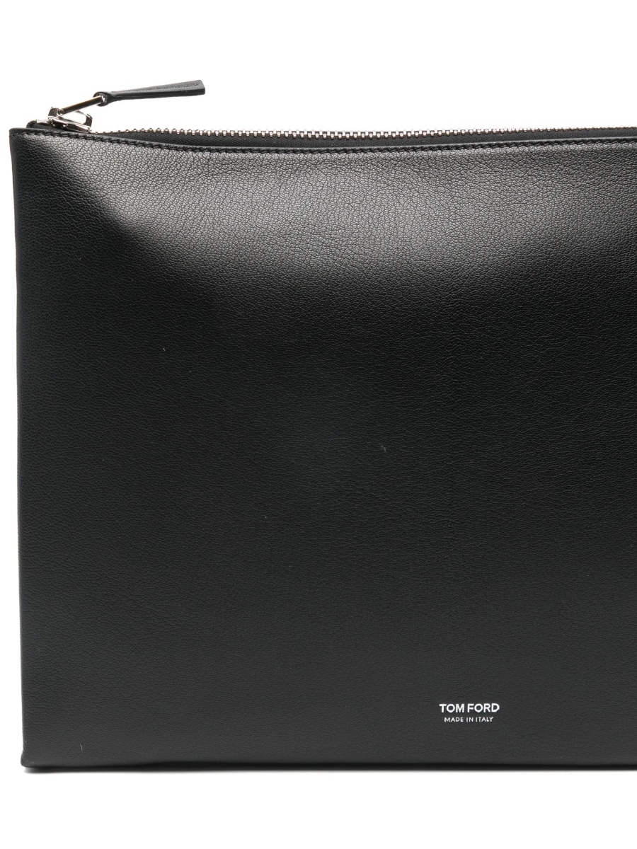 Geanta de mana Tom Ford neagra din piele si zamac - Img 4