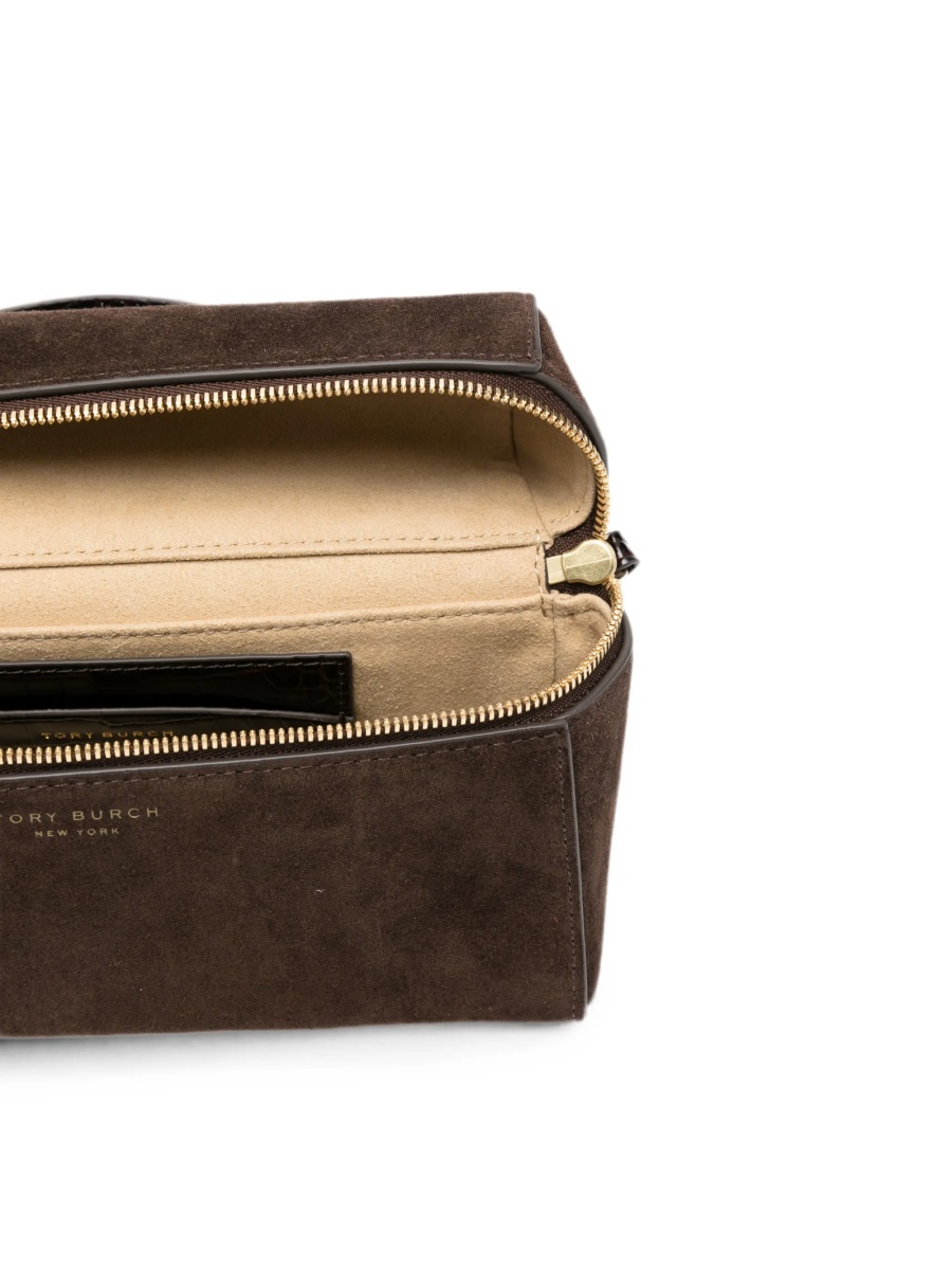Geanta de mana Tory Burch maro din piele intoarsa - Img 5