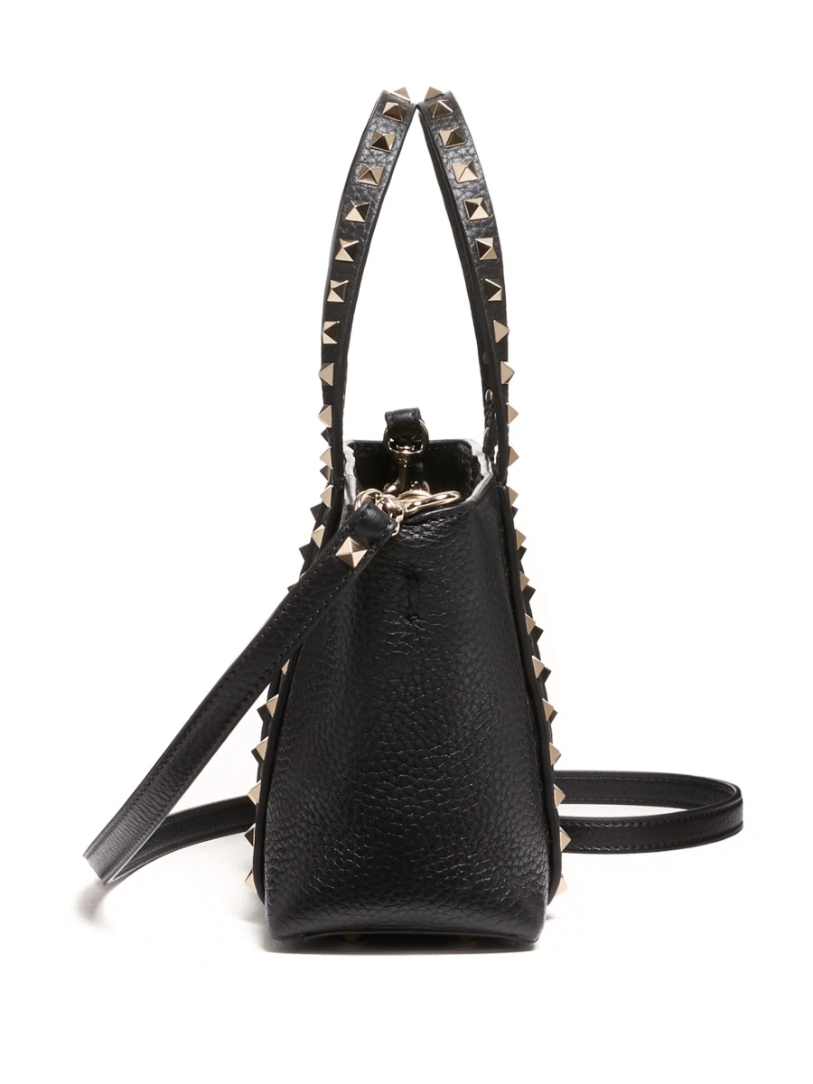Geanta de mana Valentino Garavani Rockstud neagra din metal si zamak - Img 4