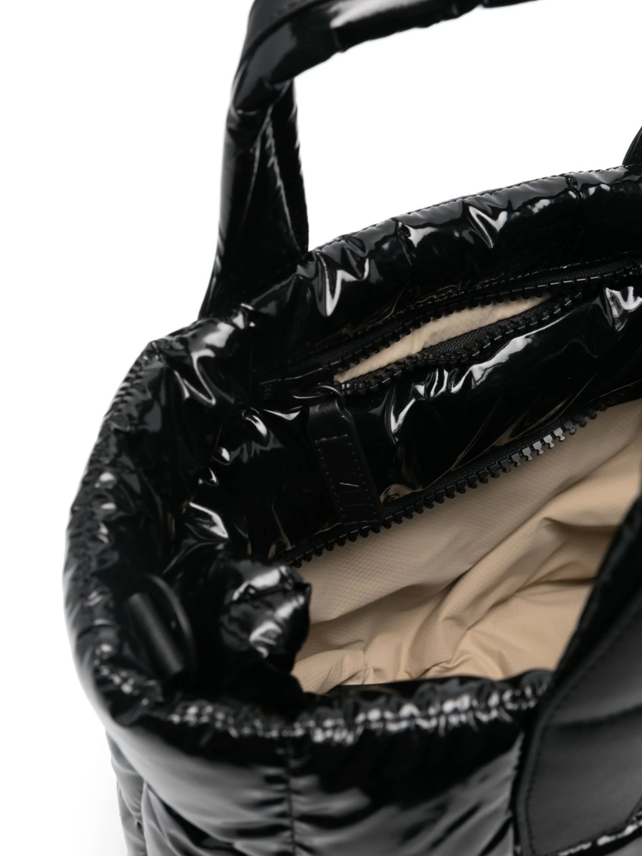 Geanta de mana VEECOLLECTIVE neagra din nylon si piele reciclata - Img 5