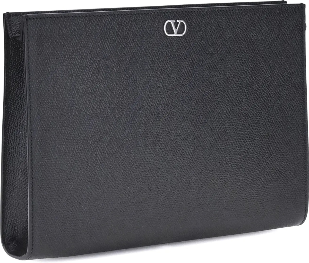 Geanta de mana VLogo Signature grained calfskin Pouch - Img 2