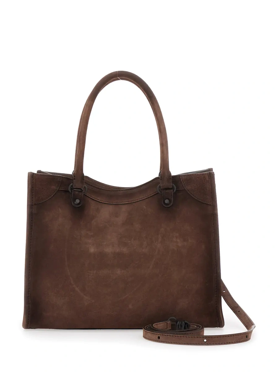 Geanta de umar Balenciaga 'City' maro din piele de capra - Img 2