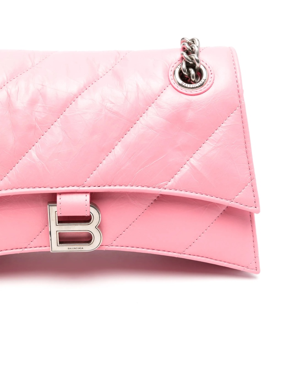 Geanta de umar Balenciaga Crush roz din piele - Img 4
