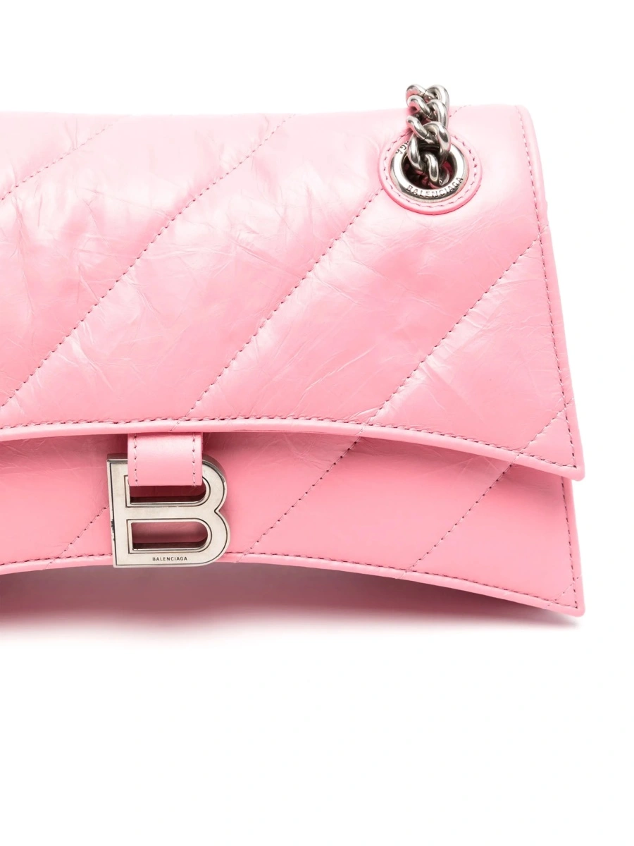 Geanta de umar Balenciaga Crush roz din piele - Img 4