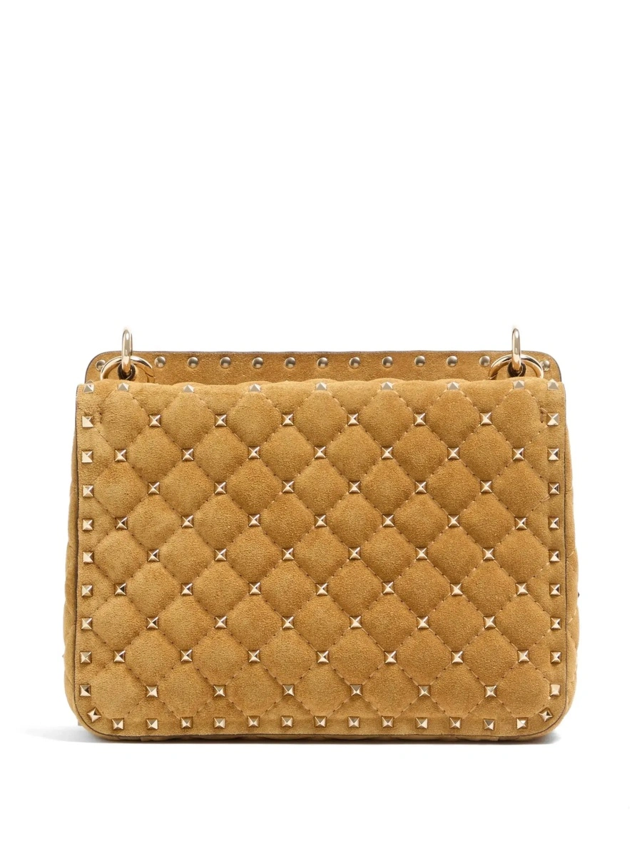 Geanta de umar Beige Crossbody bag with Chain Strap and All-Over Rockstud Decoration in Suede for Women - Img 6
