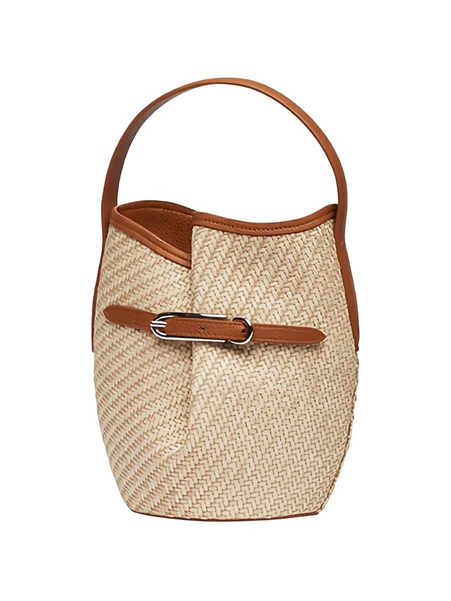 Geanta de umar BELTED BUCKET BAG LARGE RAFFIA - Img 4