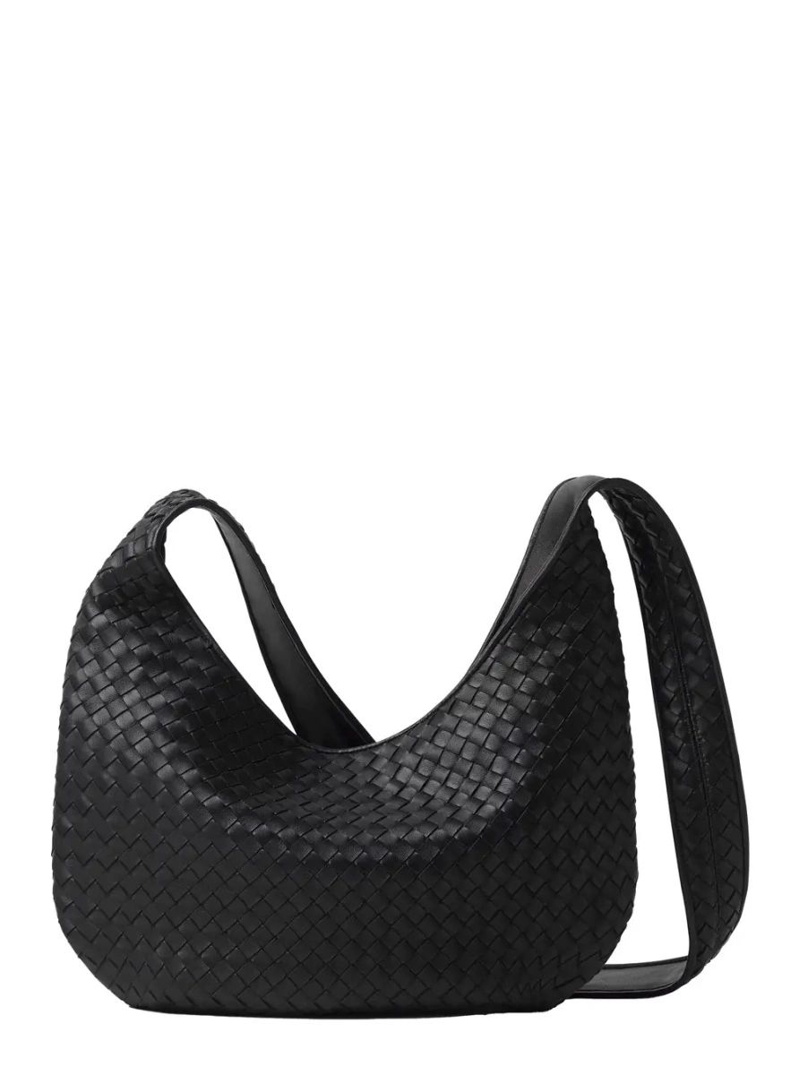 Geanta de umar Bottega Veneta neagra din piele - Img 2