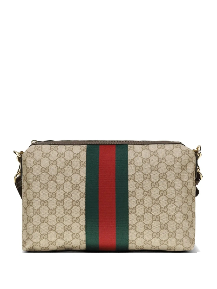 Geanta de umar Gucci bej din material textil si piele - Img 8