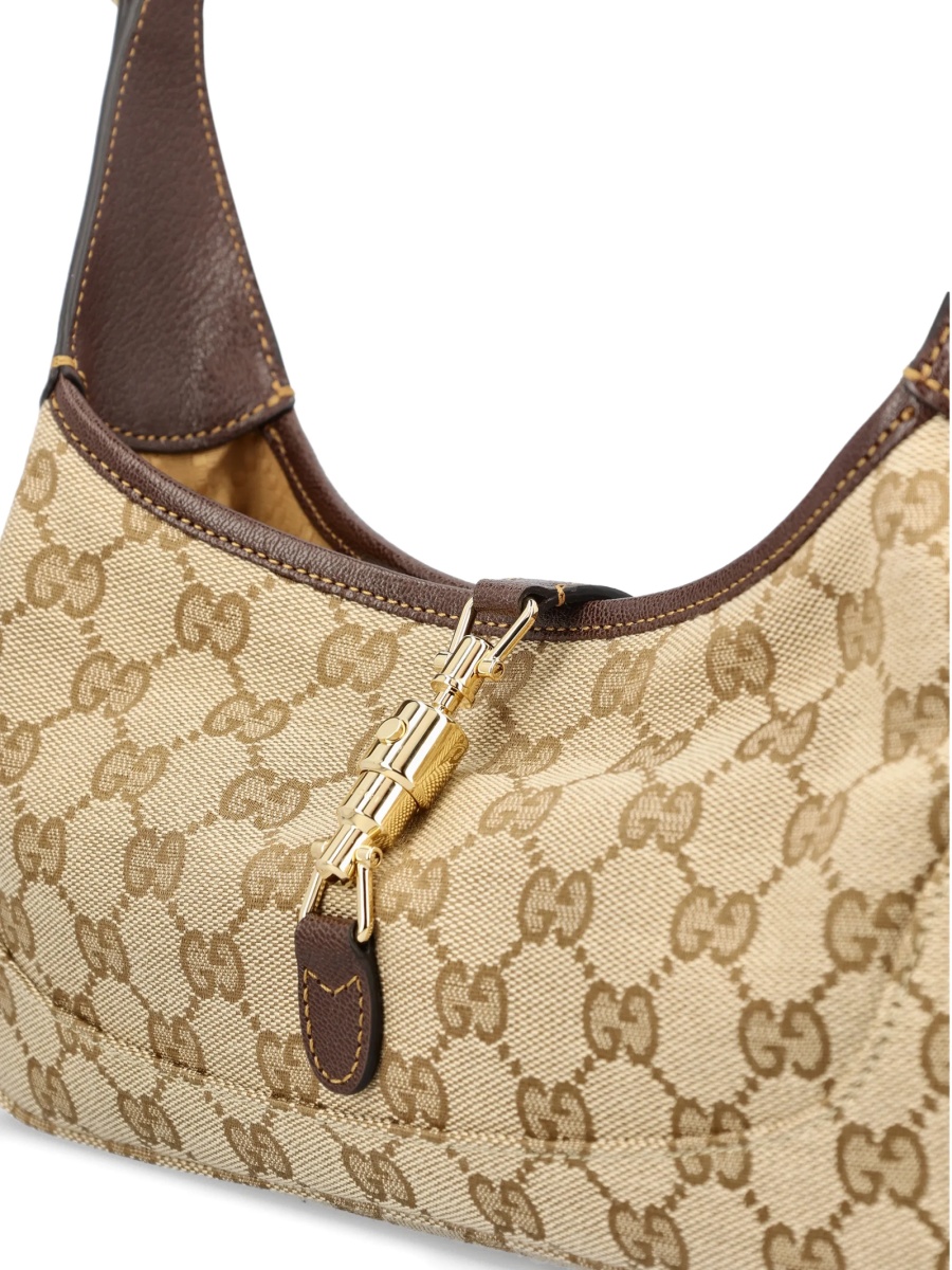 Geanta de umar Gucci neutra din material textil si piele - Img 4
