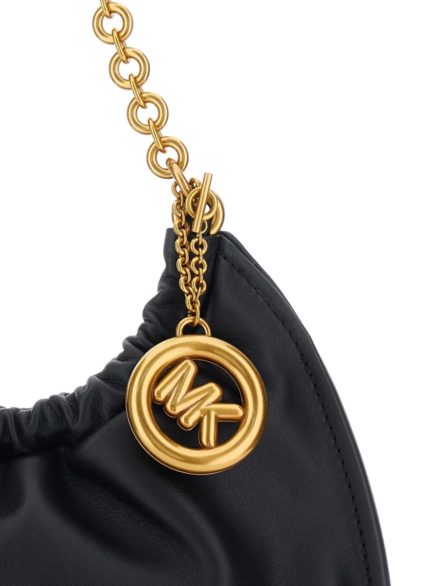 Geanta de umar 'Indie Small' black Shoulder Bag with chain strap and logo plate on the front in leather women - Img 3