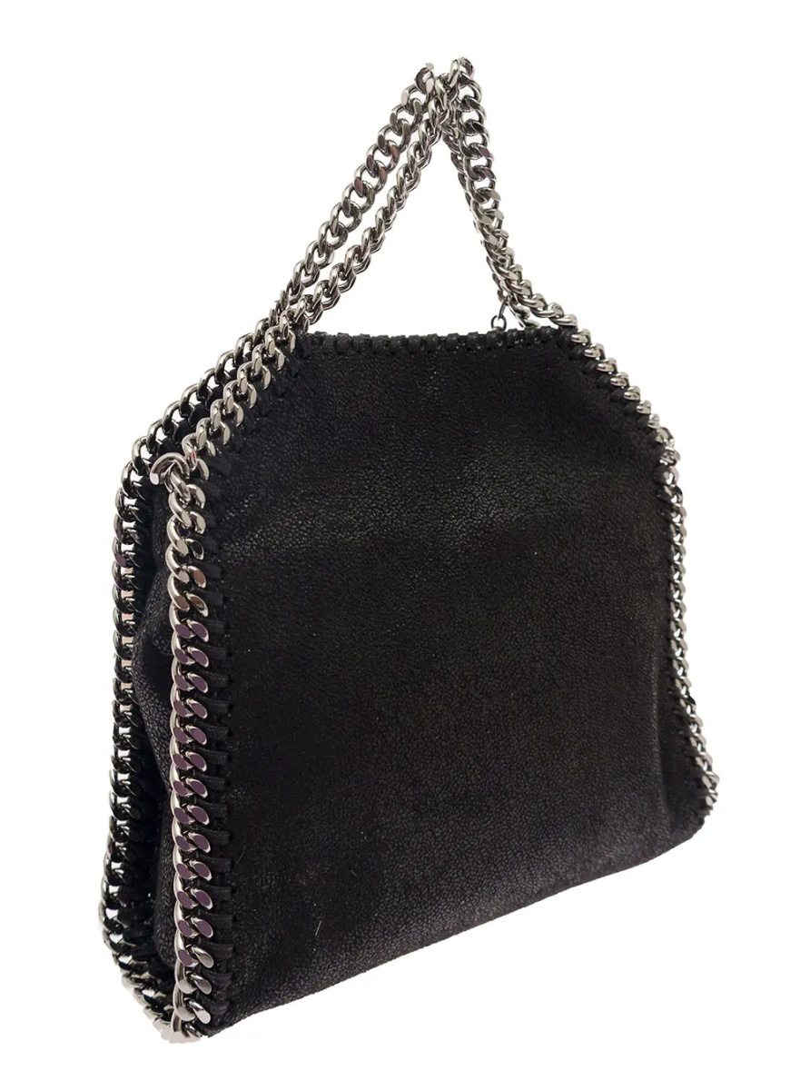 Geanta de umar Mini Tote Bag '3Chain' with Logo Engraved Charm in Black Ecoleather for Women - Img 2