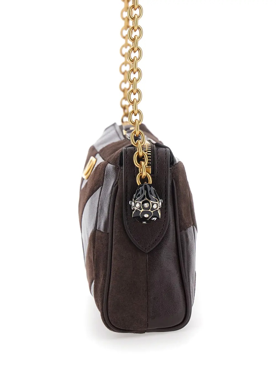 Geanta de umar 'Panthea Small' brown Crossbody bag with VLogo plaque on the front in leather for women - Img 4
