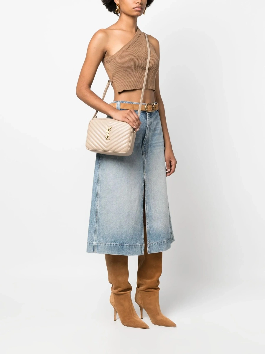 Geanta de umar Saint Laurent bej din piele 'Lou' - Img 4