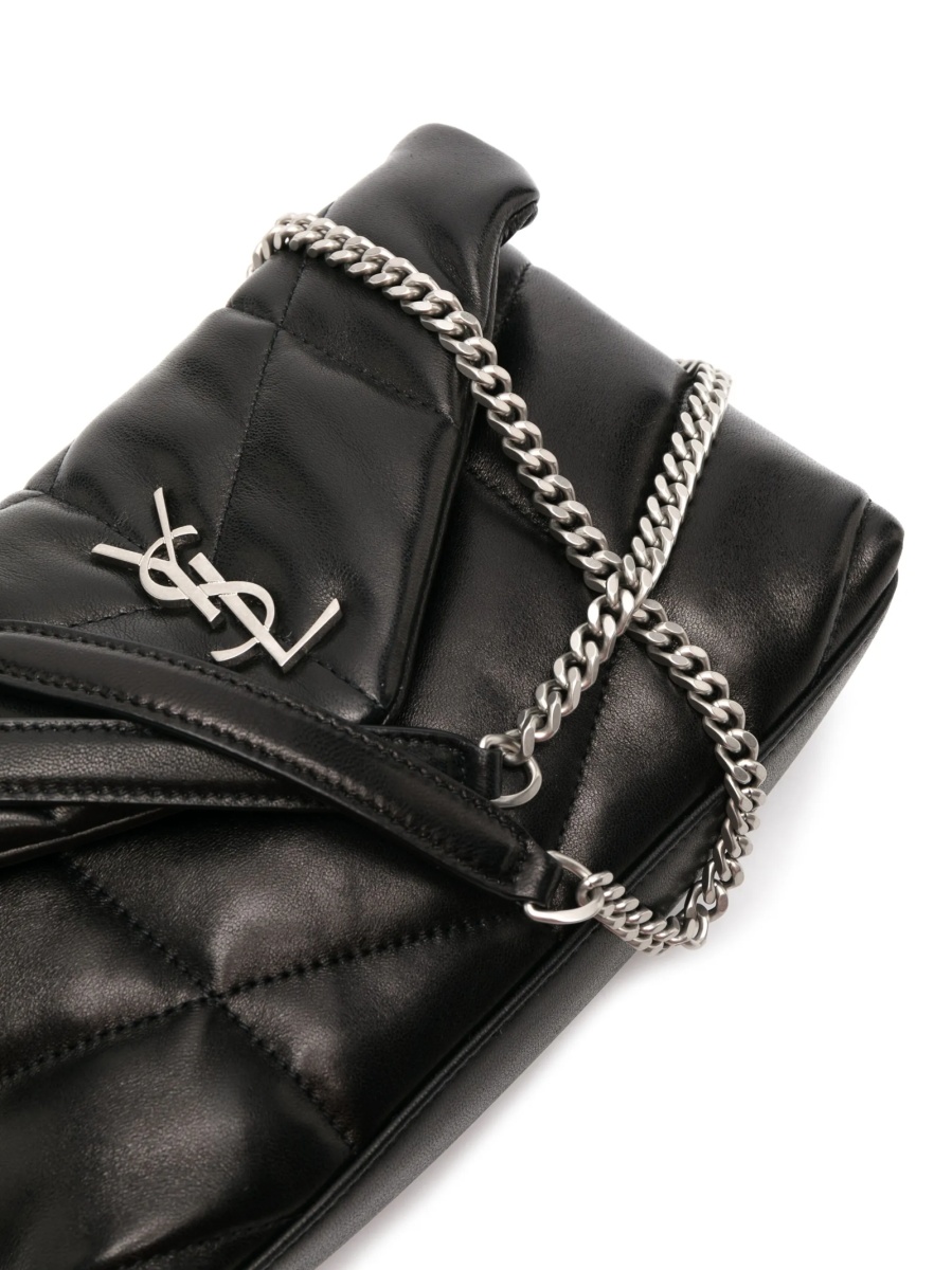 Geanta de umar Saint Laurent Puffer neagra din piele - Img 4