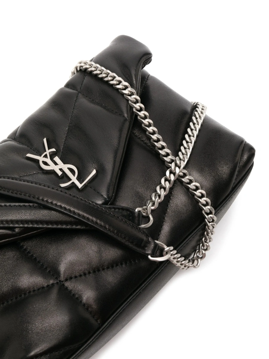 Geanta de umar Saint Laurent Puffer neagra din piele - Img 4