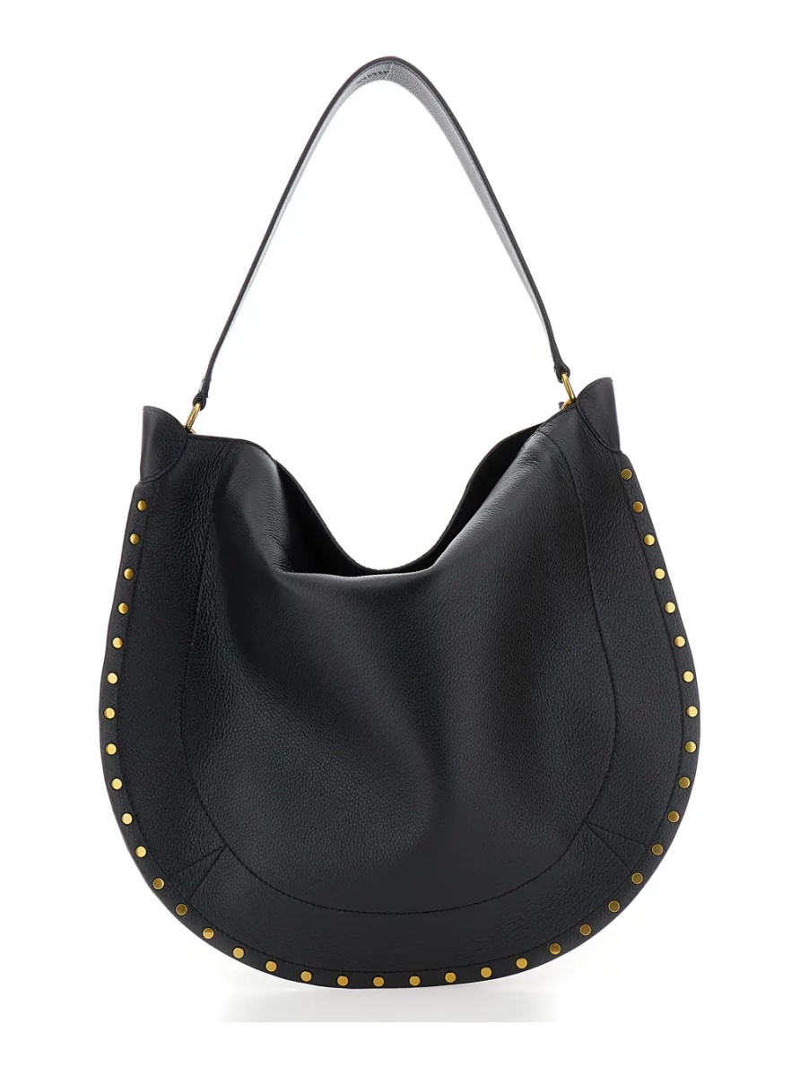 Geanta de umar Shoulder Bag 'Oskan Hobo' with Studded Profile in Black Leather for Women - Img 2