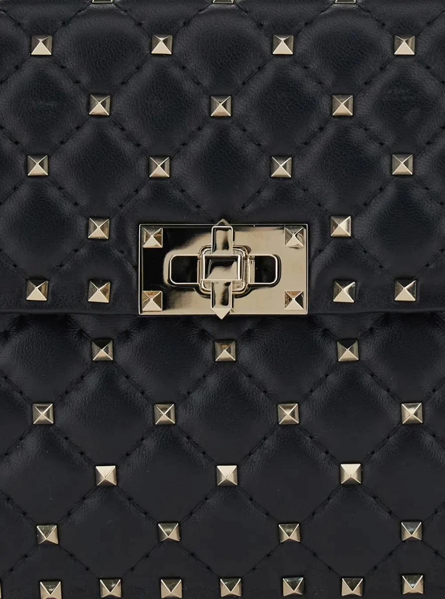 Geanta de umar 'Spike Medium' black Crossbody bag with all-over applied Rockstud in leather for women - Img 3