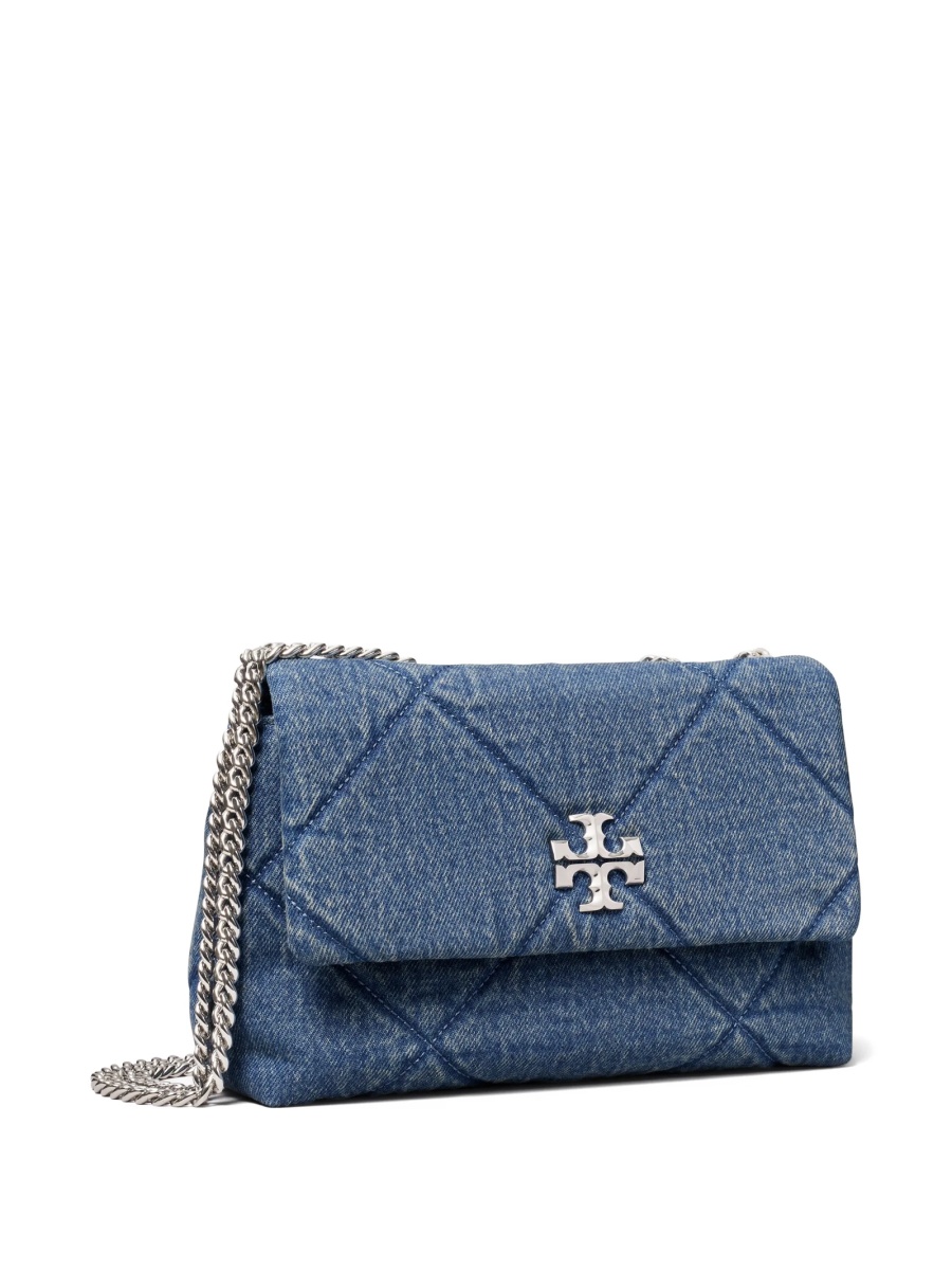Geanta de umar Tory Burch albastra din piele si bumbac - Img 4