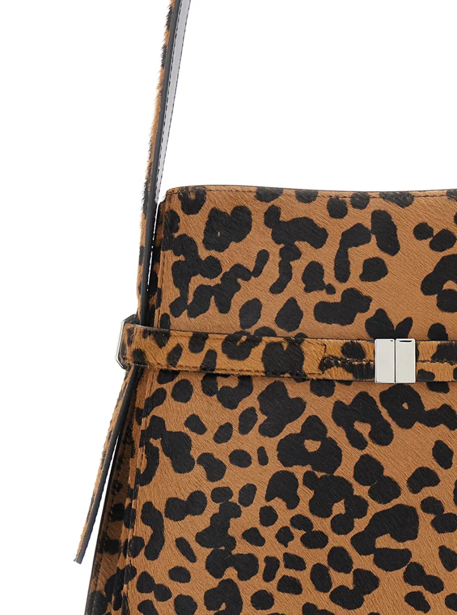 Geanta de umar TOTÊME Brown Shoulder Bag with Fixed Shoulder Strap and All-Over Leopard Motif in Leather Woman - Img 3