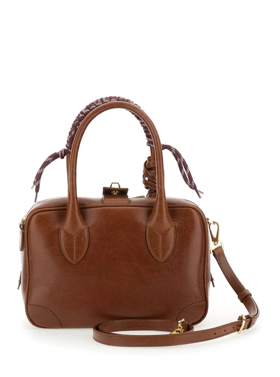 Geanta de umar 'Vita' Brown Shoulder bag with Adjustable and Removable Shoulder Strap and Logo Tag on the Front in Leather for Women - Img 2