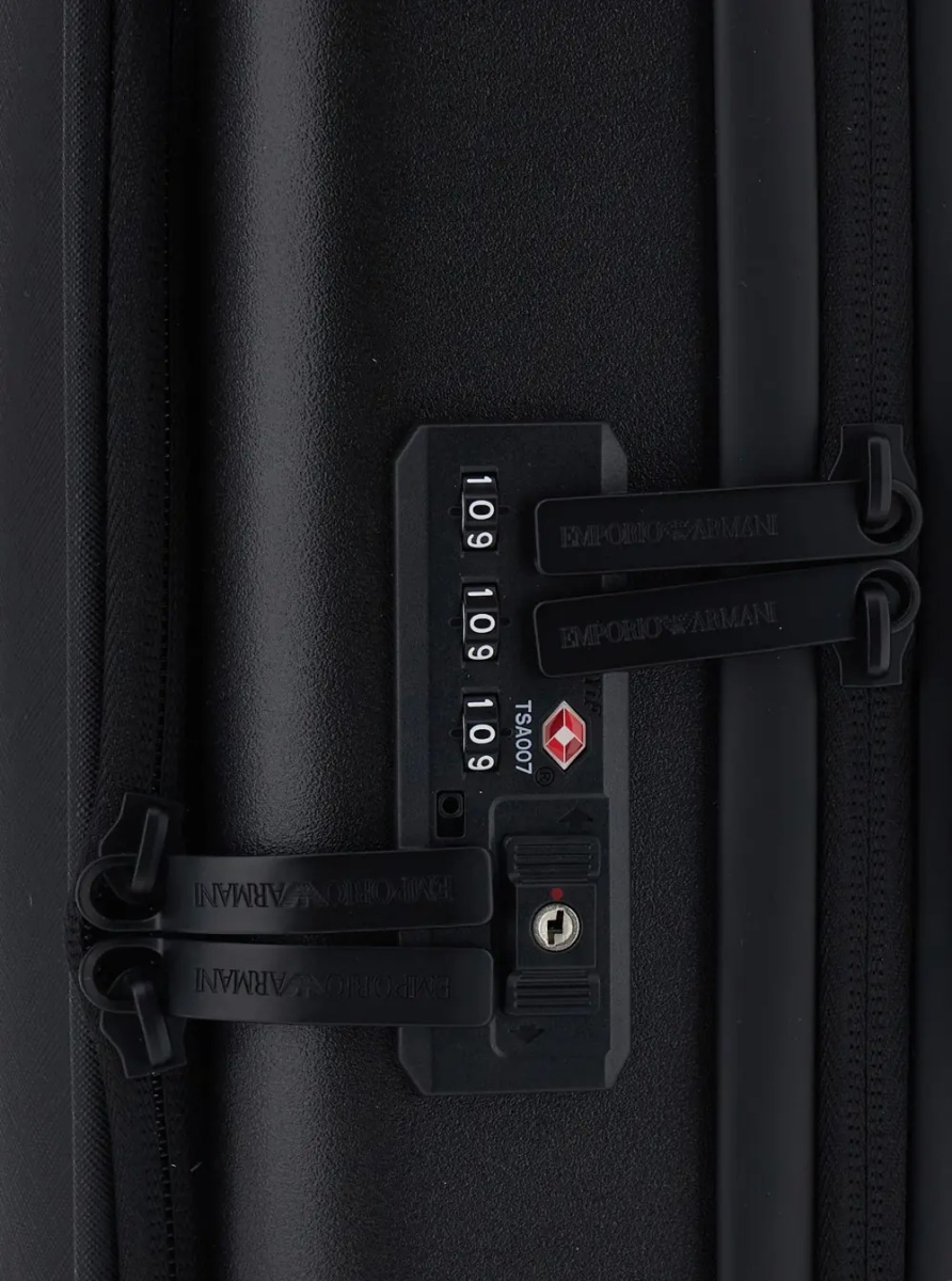 Geanta de voiaj black Trolley suitcase with logo patch on the front in fabric for Men - Img 3
