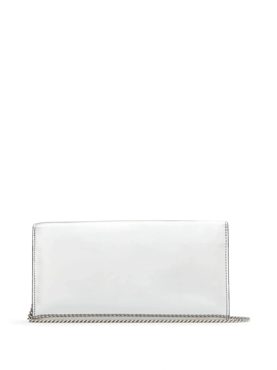 Geanta plic Jimmy Choo gri din piele si material textil - Img 5
