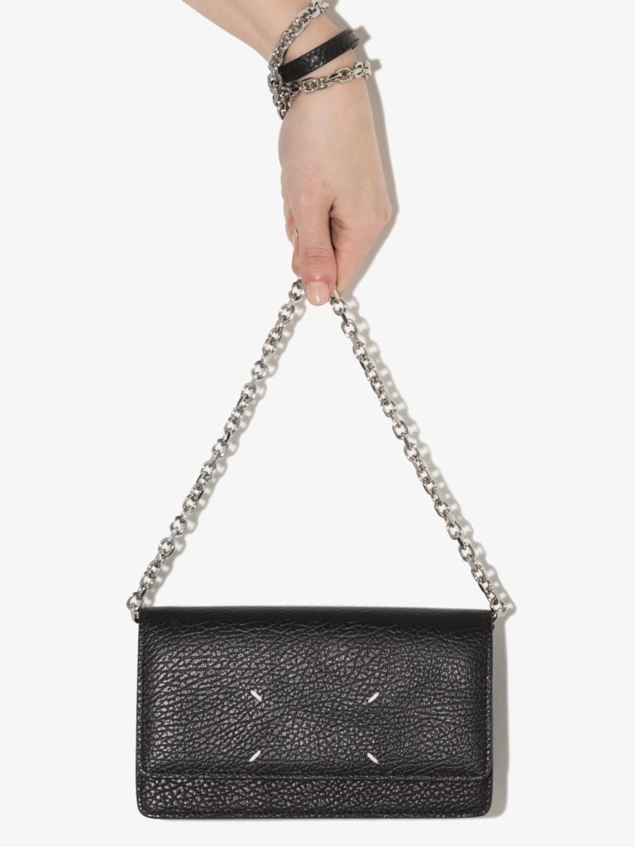 Geanta plic Maison Margiela neagra din piele - Img 4
