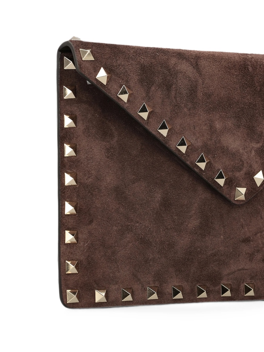 Geanta plic Valentino Garavani Rockstud maro din piele intoarsa - Img 4