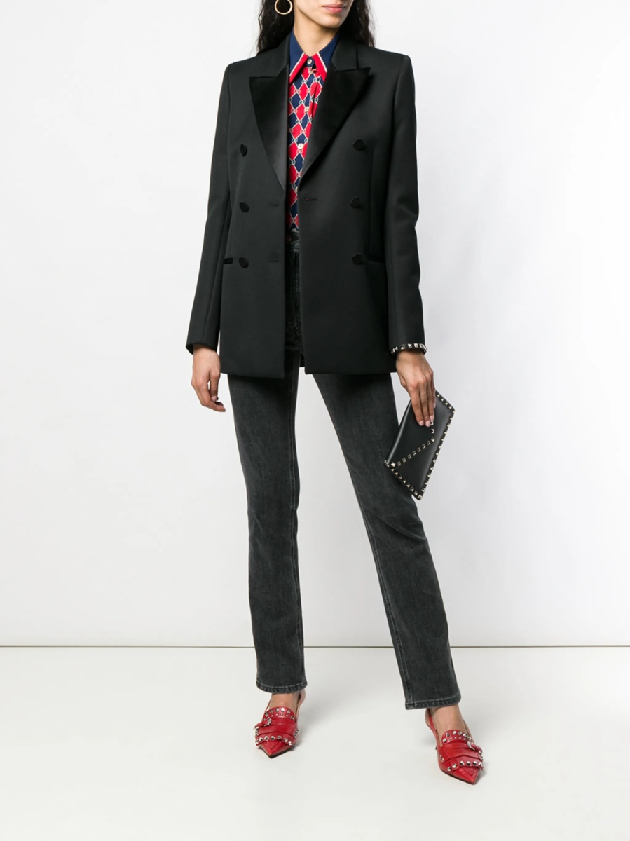 Geanta plic Valentino Garavani Rockstud neagra din metal si piele - Img 2