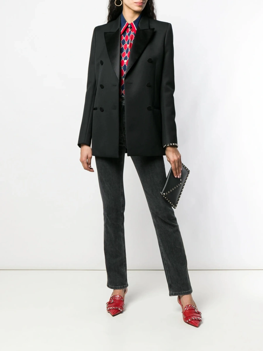 Geanta plic Valentino Garavani Rockstud neagra din metal si piele - Img 2