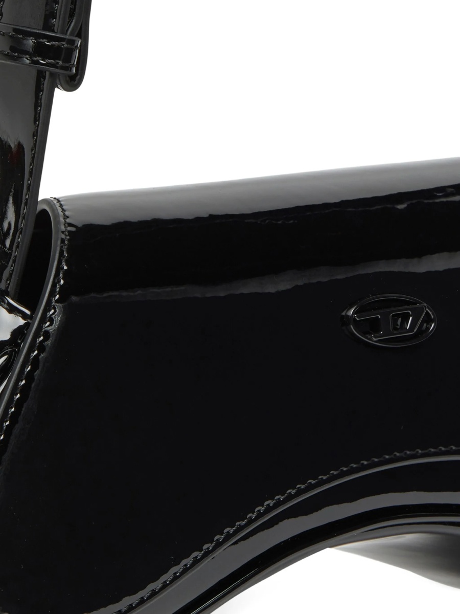 Geanta tip postas Diesel Oval D neagra din poliuretan - Img 5