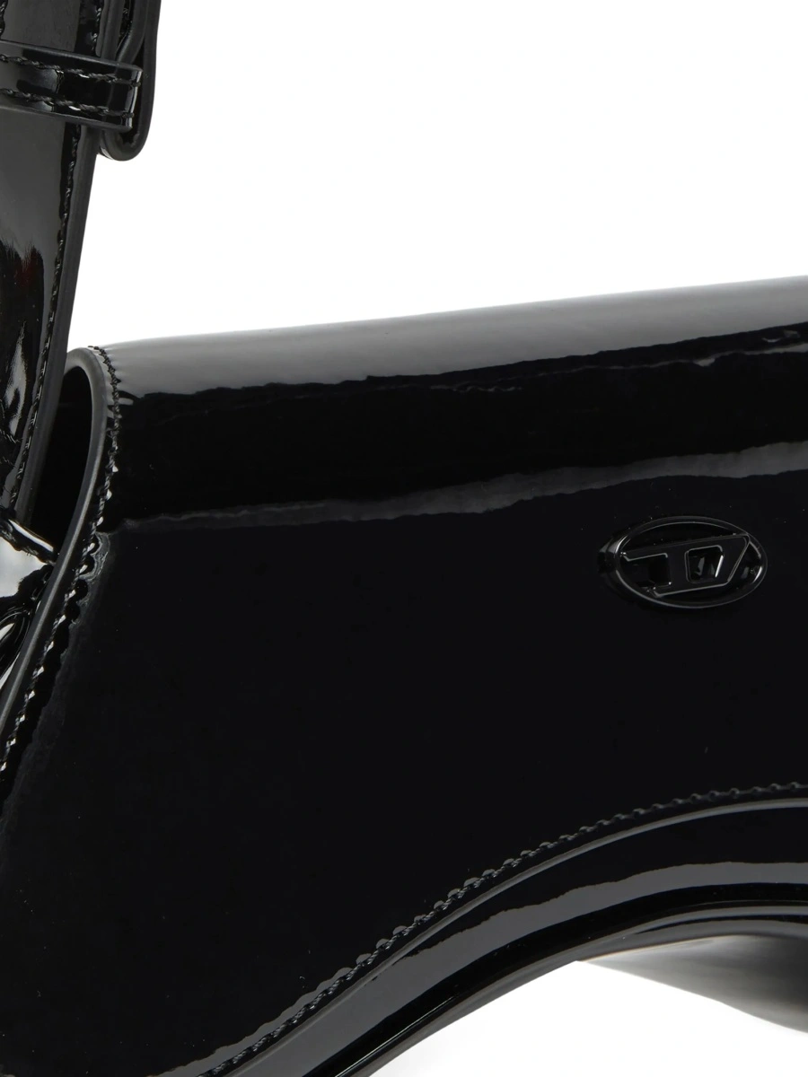 Geanta tip postas Diesel Oval D neagra din poliuretan - Img 5