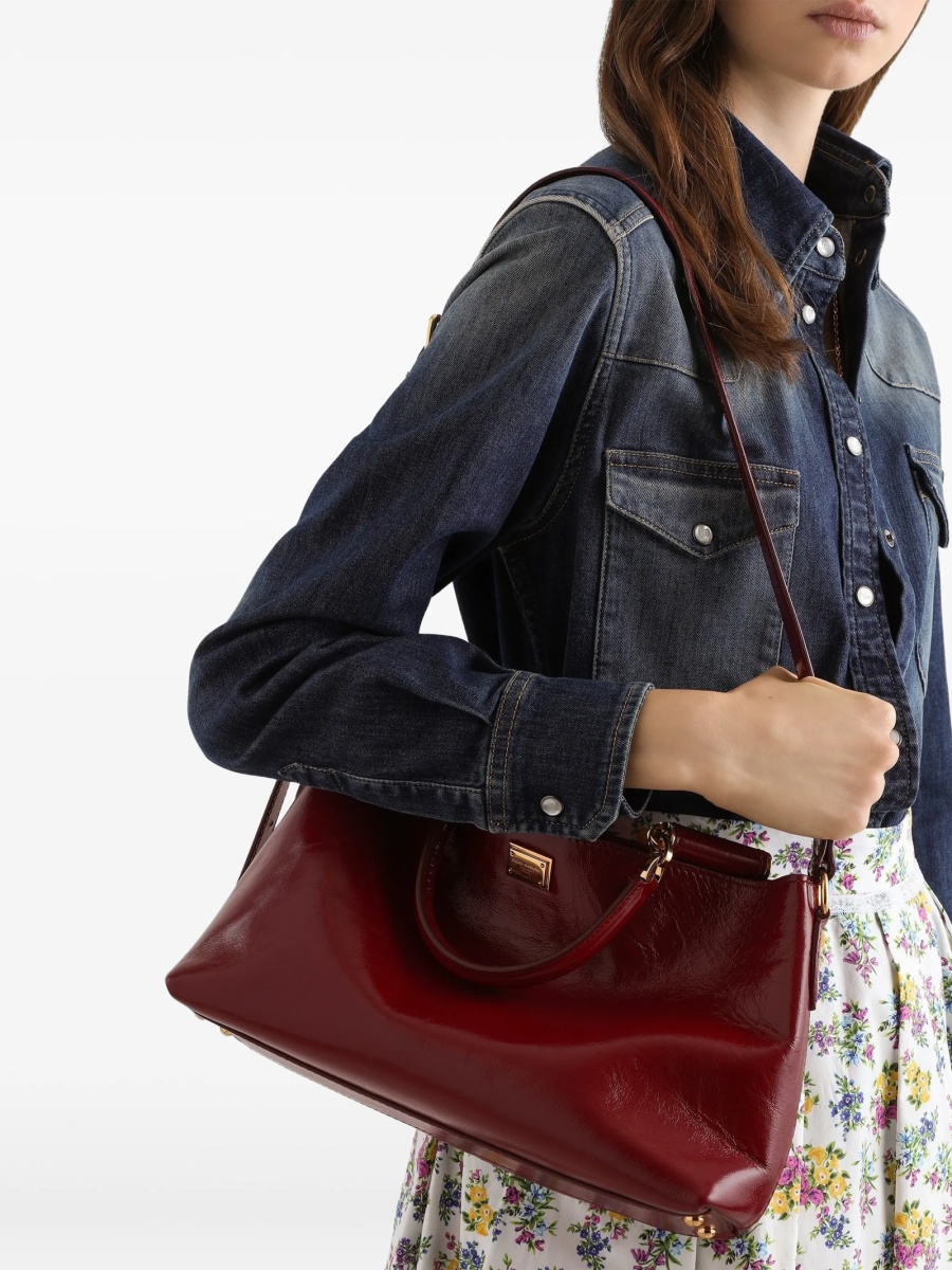Geanta tip postas Dolce &amp; Gabbana rosie din piele - Img 2