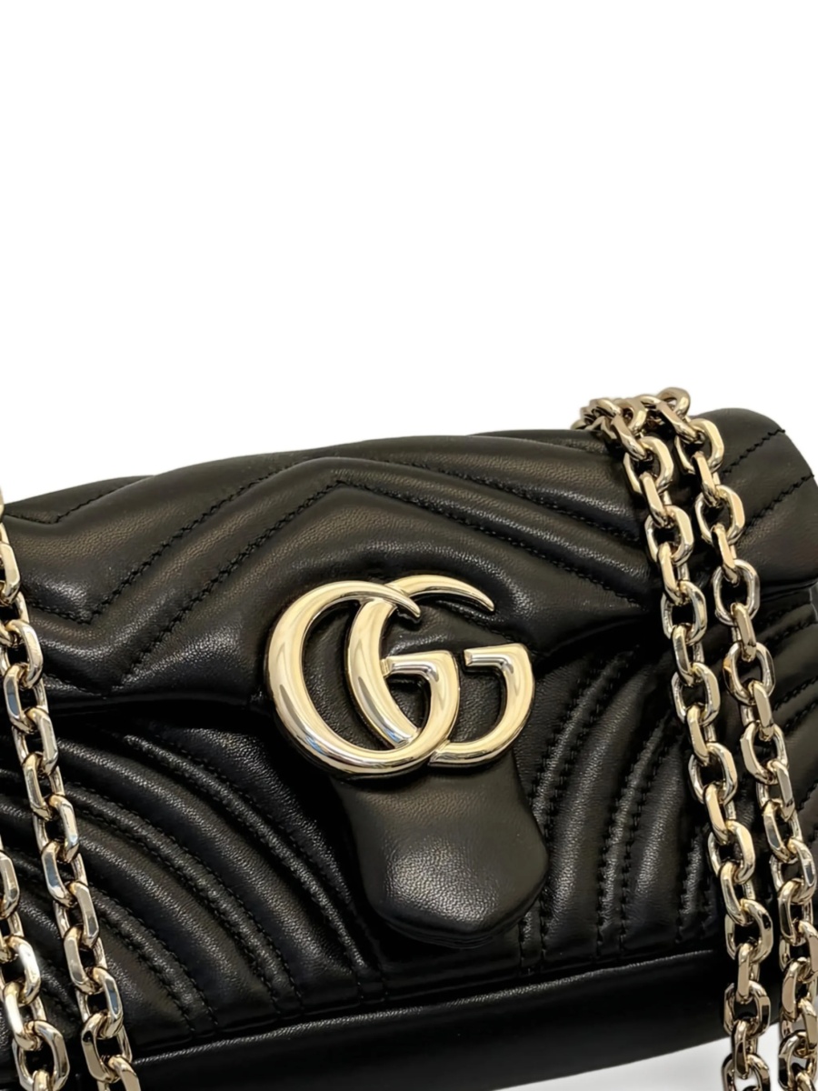 Geanta tip postas Gucci gg marmont neagra din piele - Img 2