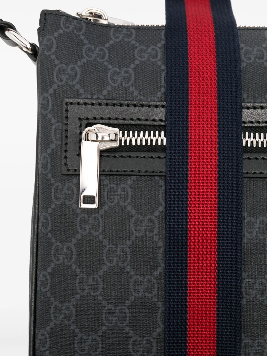 Geanta tip postas Gucci neagra din material textil - Img 4