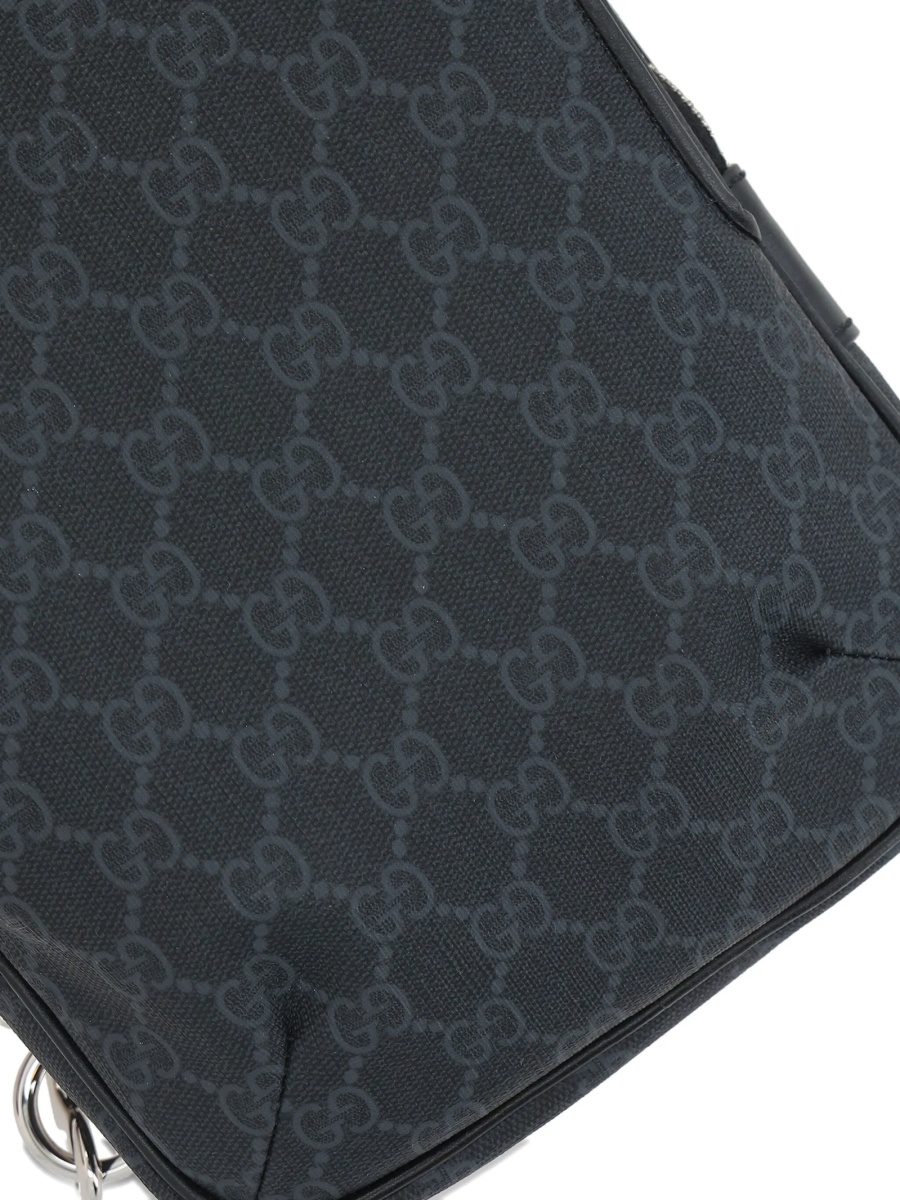 Geanta tip postas Gucci neagra din poliuretan si polyester - Img 4