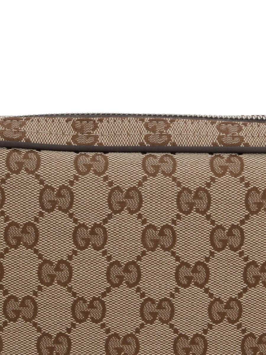 Geanta tip postas Gucci neutra din piele si material textil - Img 3