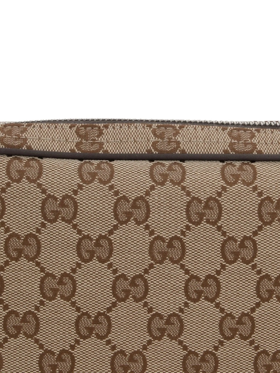 Geanta tip postas Gucci neutra din piele si material textil - Img 3