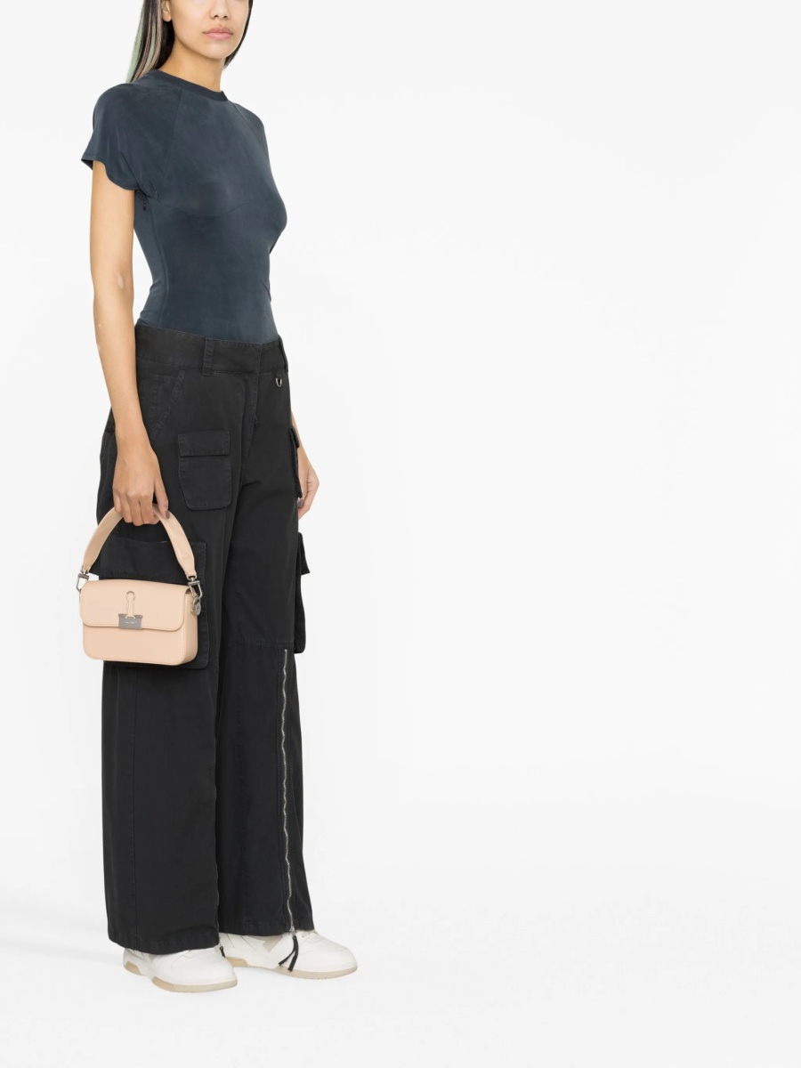 Geanta tip postas Off-White Binder neutra din piele - Img 2