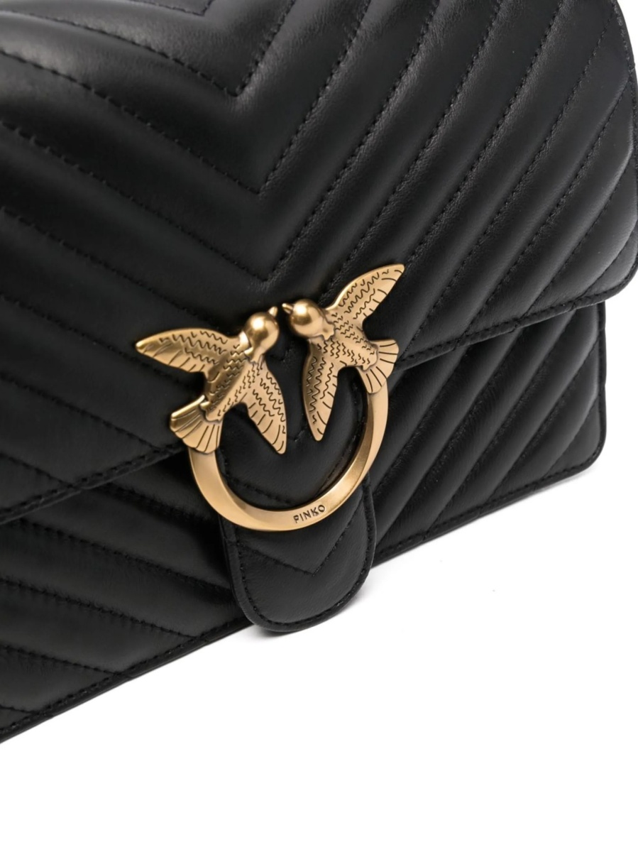 Geanta tip postas Pinko neagra din piele - Img 4
