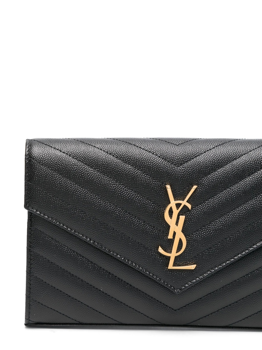 Geanta tip postas Saint Laurent Envelope neagra din alama si piele - Img 4