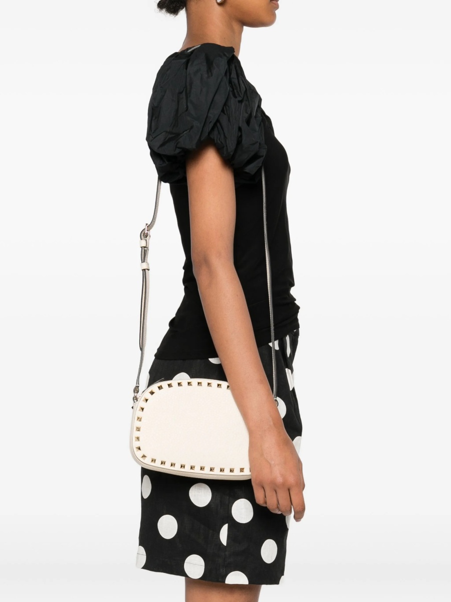 Geanta tip postas Valentino Garavani Rockstud neutra din piele - Img 2
