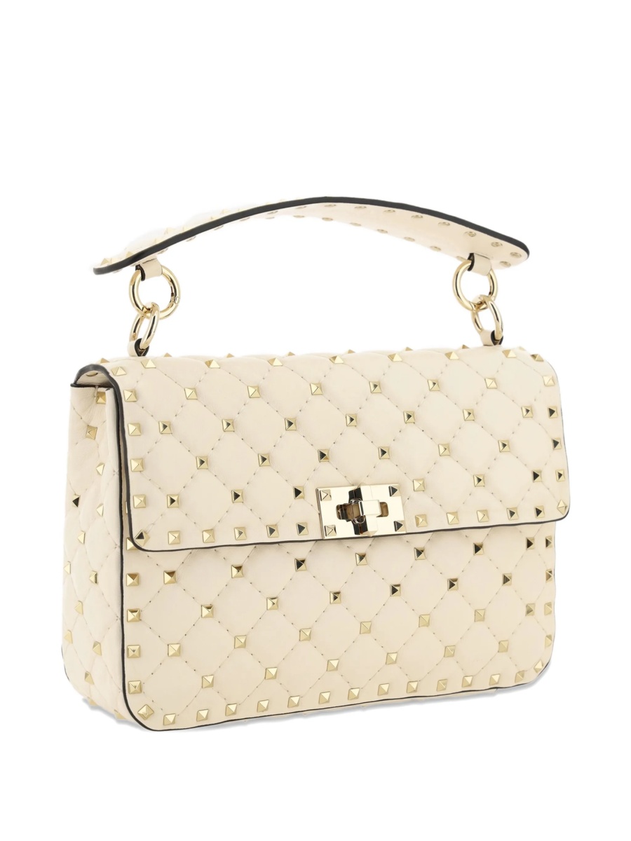 Geanta tip postas Valentino Garavani Rockstud Spike neutra din metal si piele - Img 3
