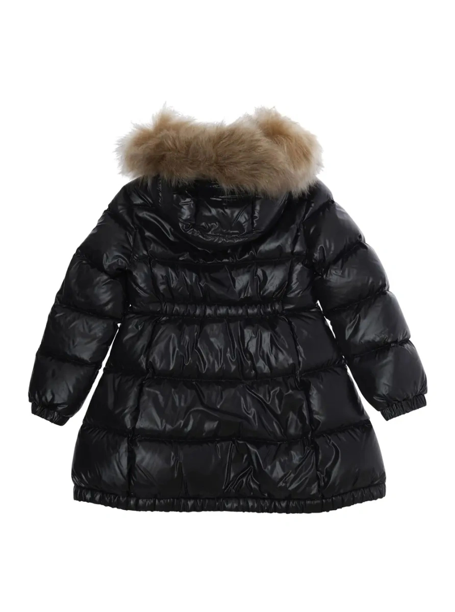 Geci 'ARUNA' black Jacket with hood with removable fur and logo patch on the sleeve in Tech Fabric for Girl - Img 2