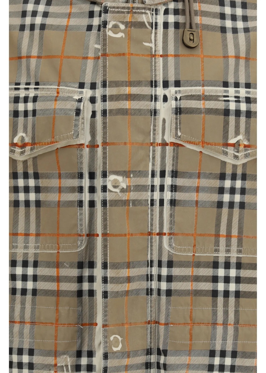 Geci Gabardine Parka with faded Check print - Img 3