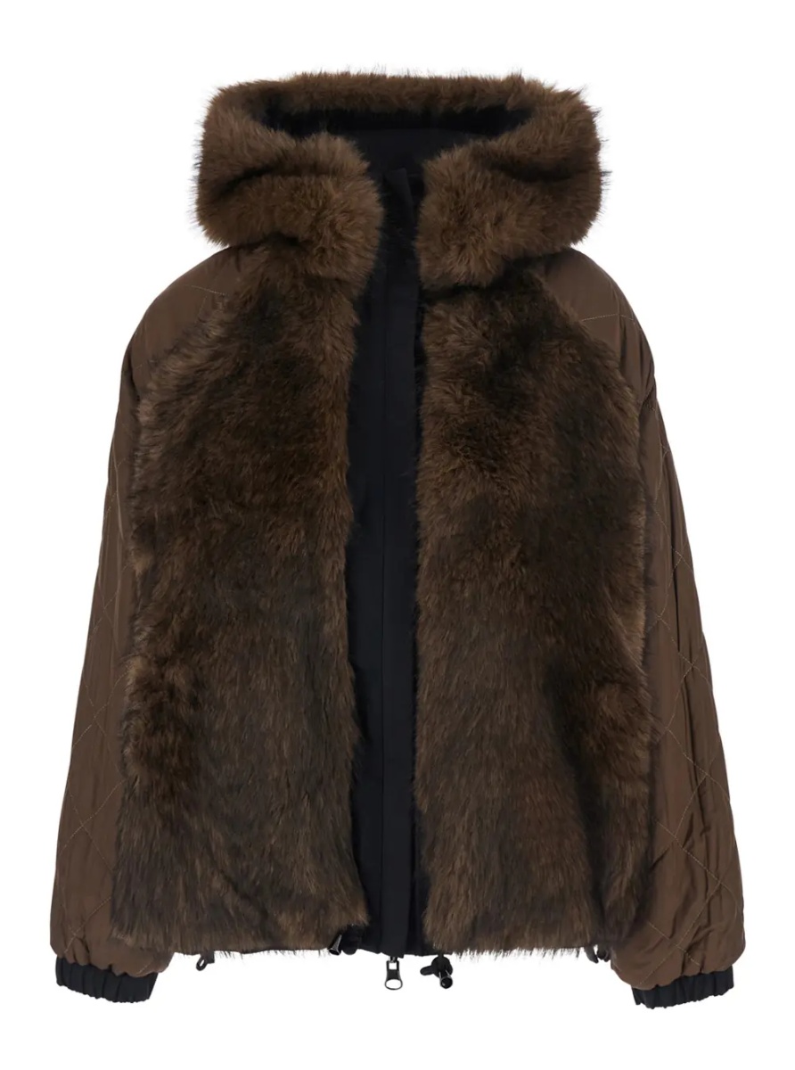 Geci Green Reversible parka with hood and two patch pockets on the front in cotton for women - Img 4