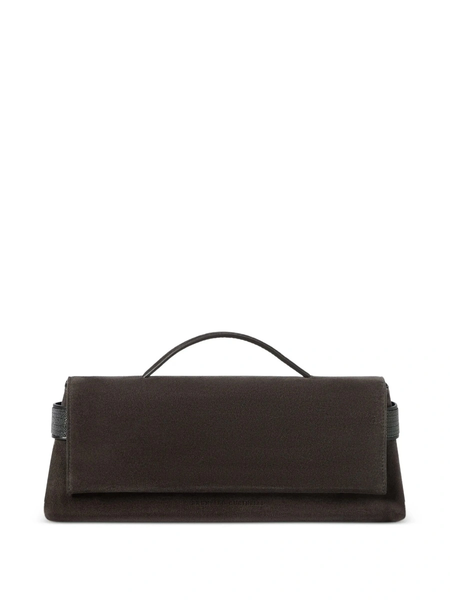 Genti 'Essence' Brown Clutch with Side Details in Suede for Women - Img 8