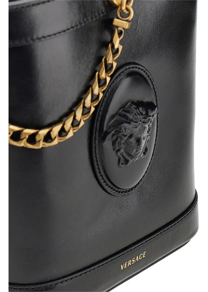 Genti Leather bucket bag with Medusa patch - Img 4